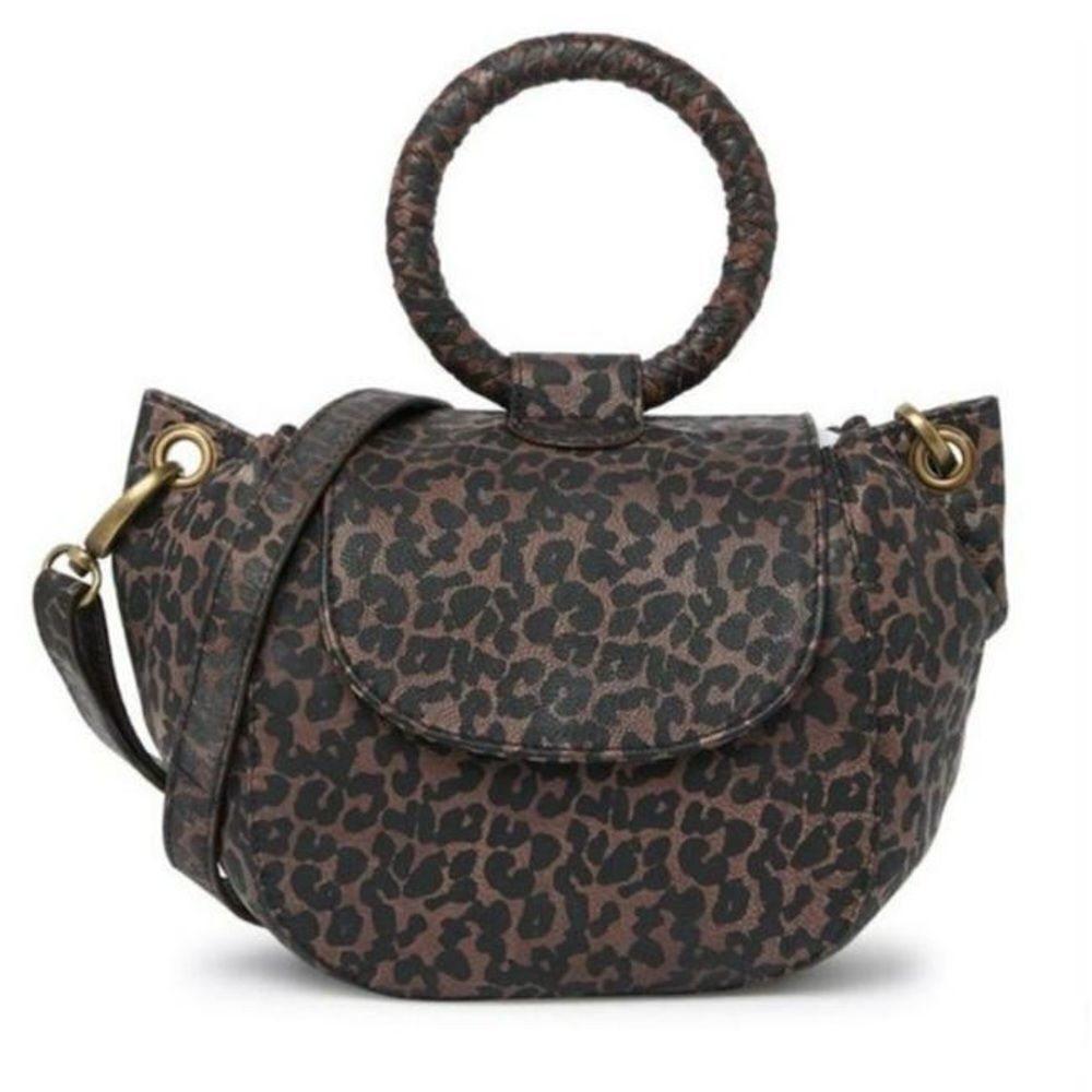 New Frye Maddie Leopard Print O-ring‎ Brown Leather Cross Body Bag